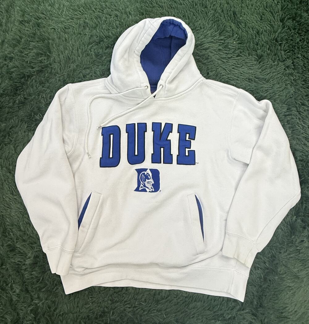 Champs Sports Duke Blue Devils Pullover Hoodie White Blue Sweatshirt S Vintage